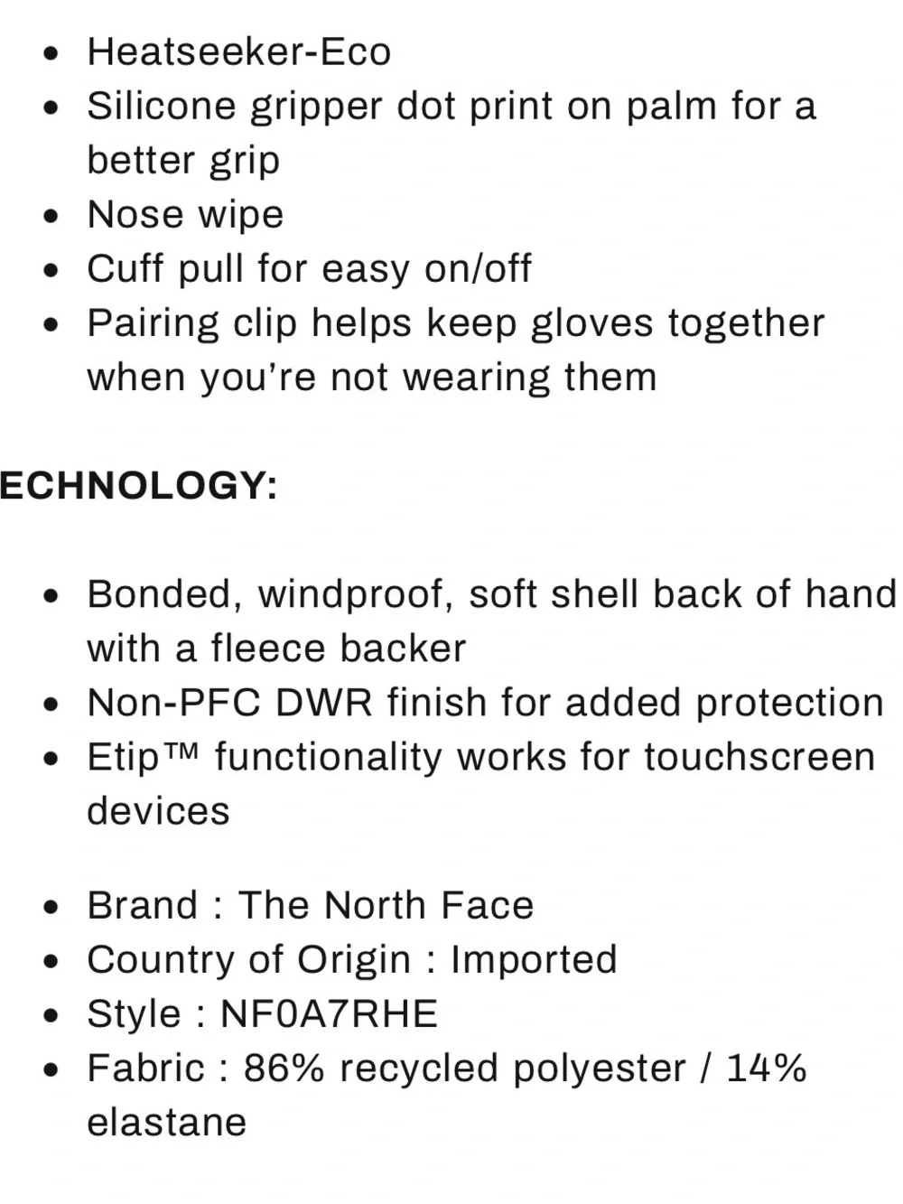 THE NORTH FACE➕NWT Apex Insulated Etip Gloves
